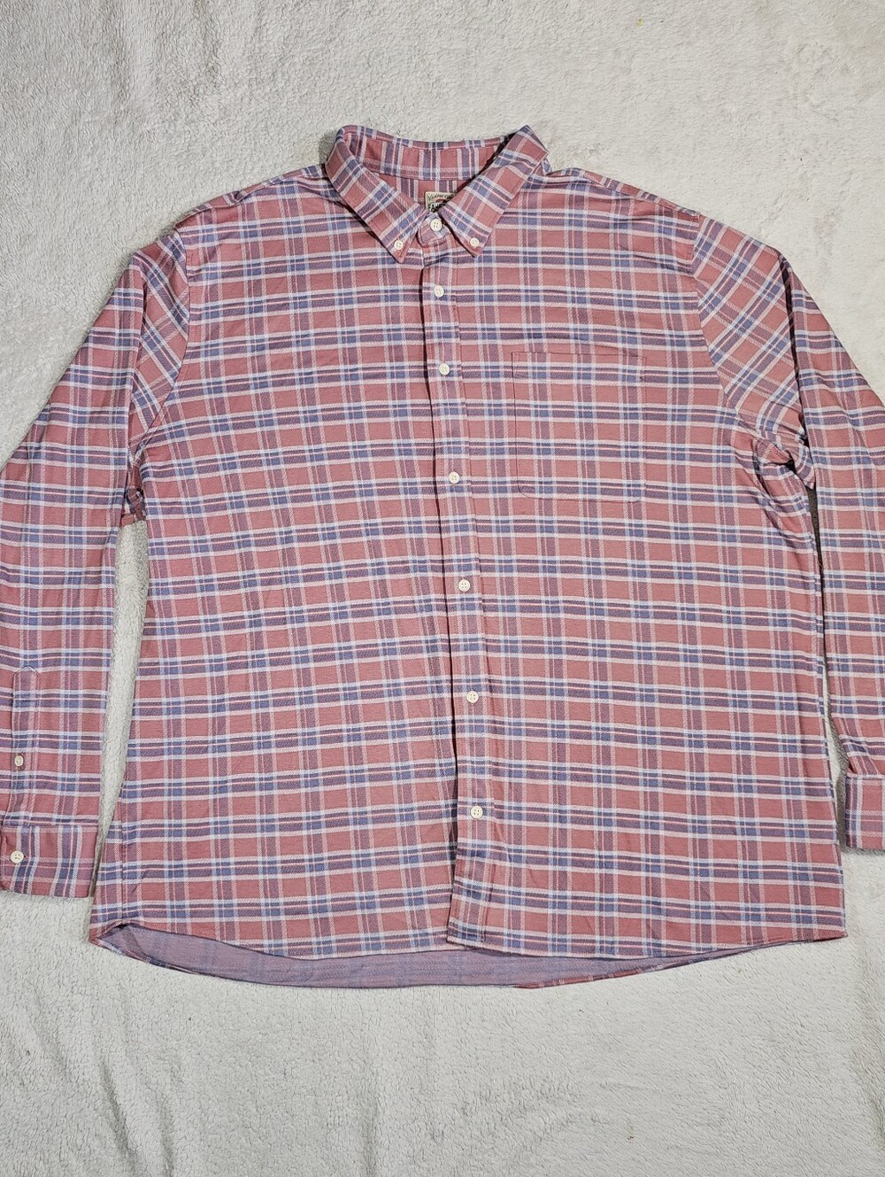 Faherty Men's Pink Plaid Button-Down Shirt Size 2XL.